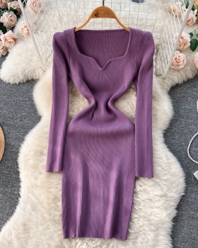 Slim temperament autumn and winter package hip dress for women