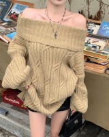 Autumn and winter lazy tender lapel sweater for women