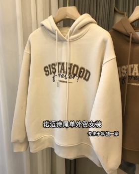 Hooded thick printing loose hoodie for women