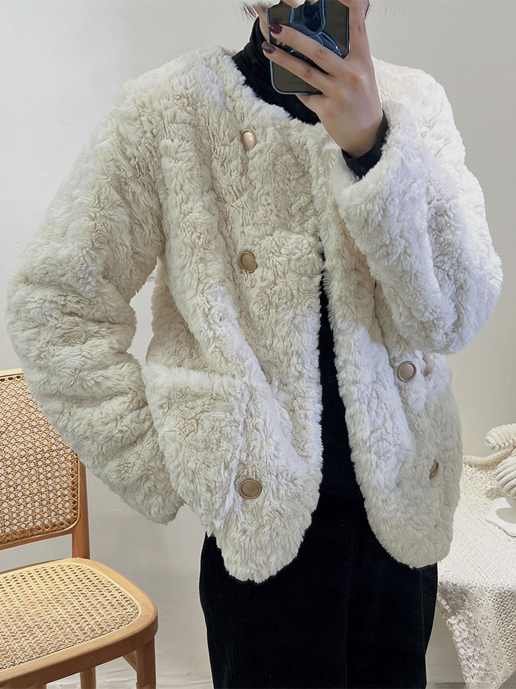 Elmo thick coat slim winter fur coat for women