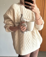 Knitted twist tops loose pullover sweater for women