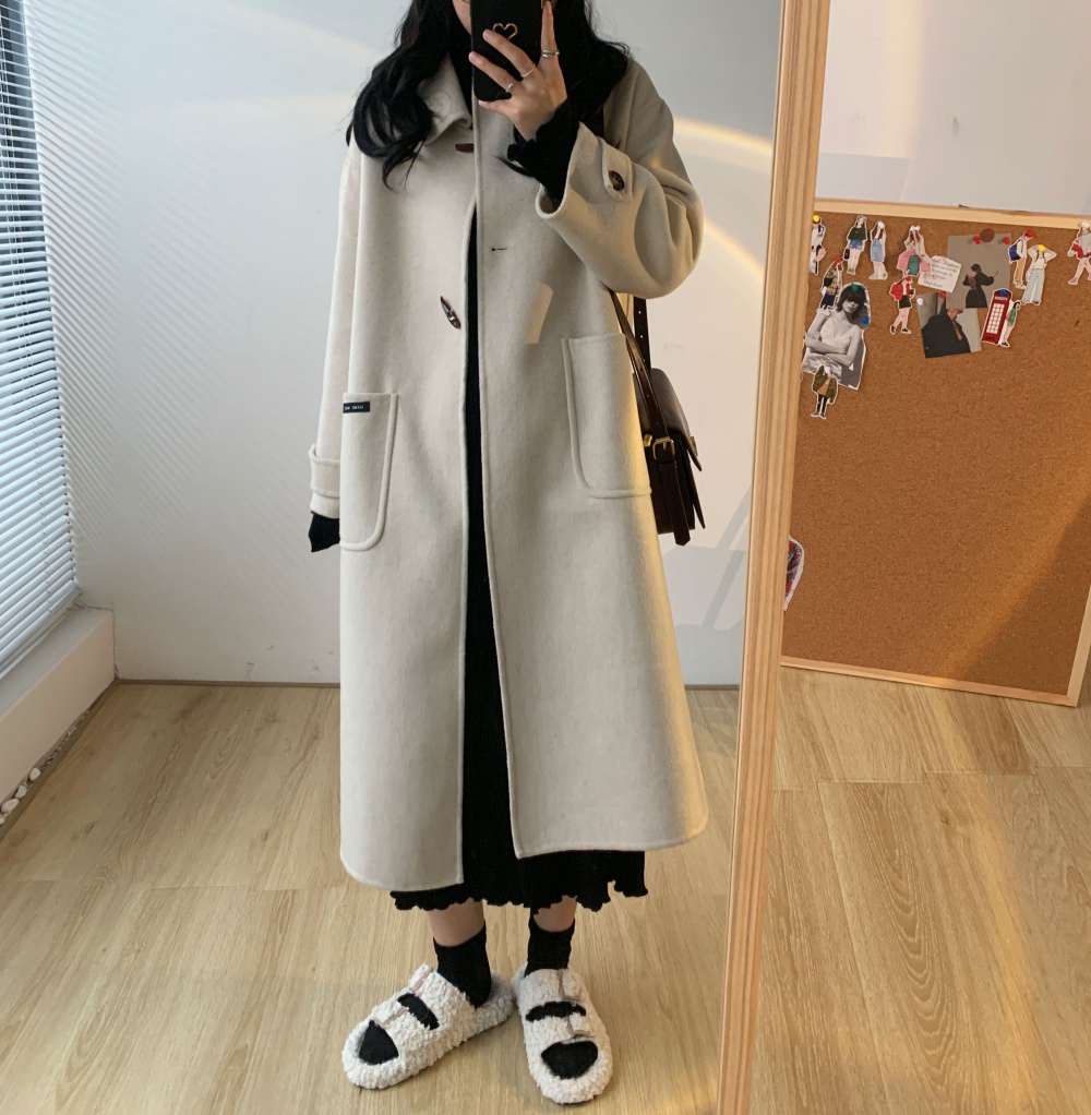 Breasted Korean style two-sided cashmere woolen coat
