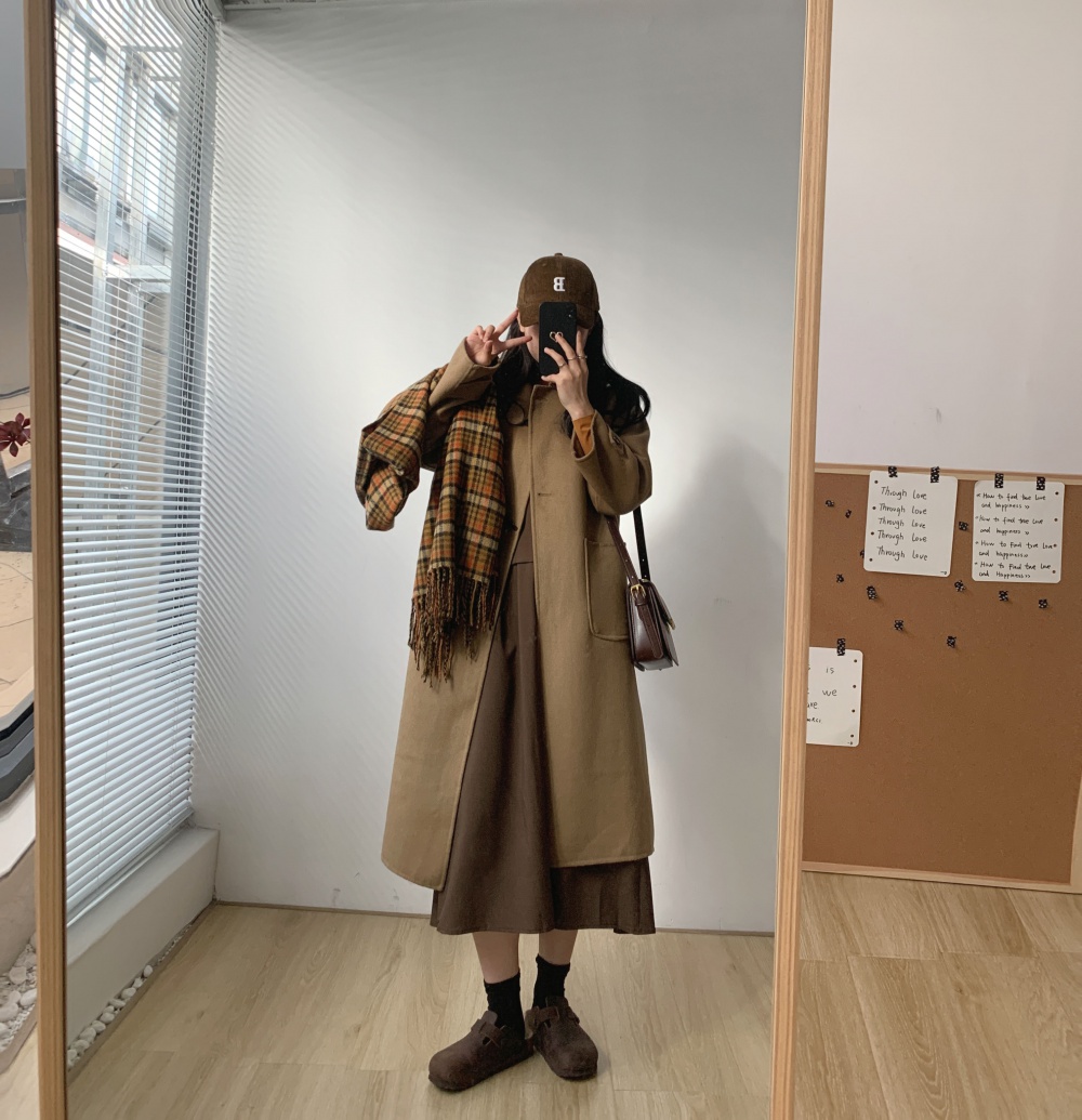 Breasted Korean style two-sided cashmere woolen coat