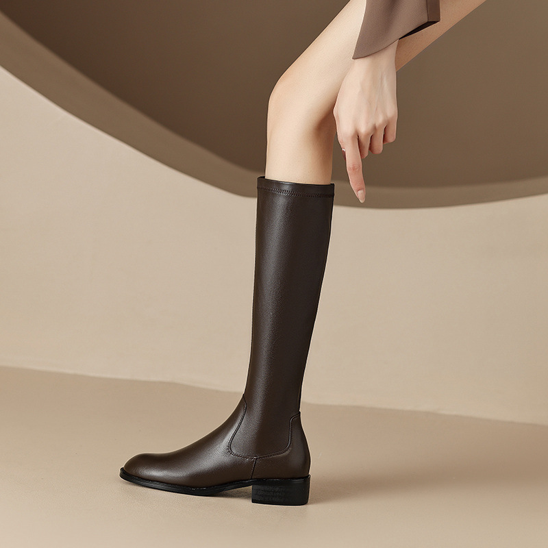 Not exceed knee thigh boots middle-heel boots