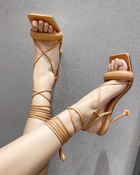 European style sandals bandage high-heeled shoes for women