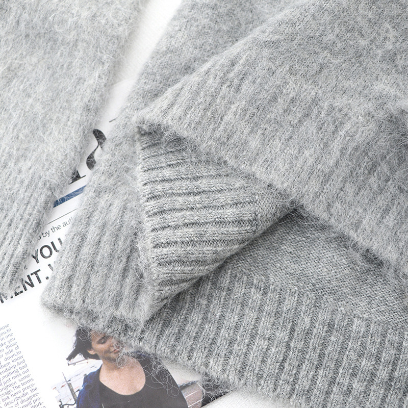 Autumn loose lapel pullover lazy knitted sweater