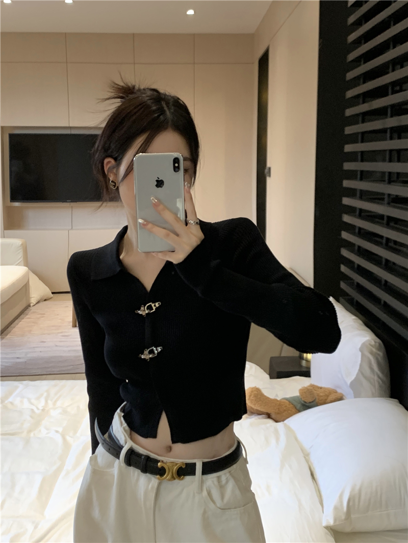 Unique black tops autumn and winter sweater for women