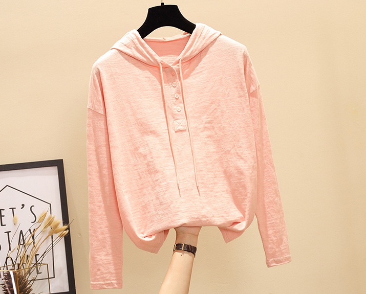 Hooded bottoming autumn long sleeve loose T-shirt for women
