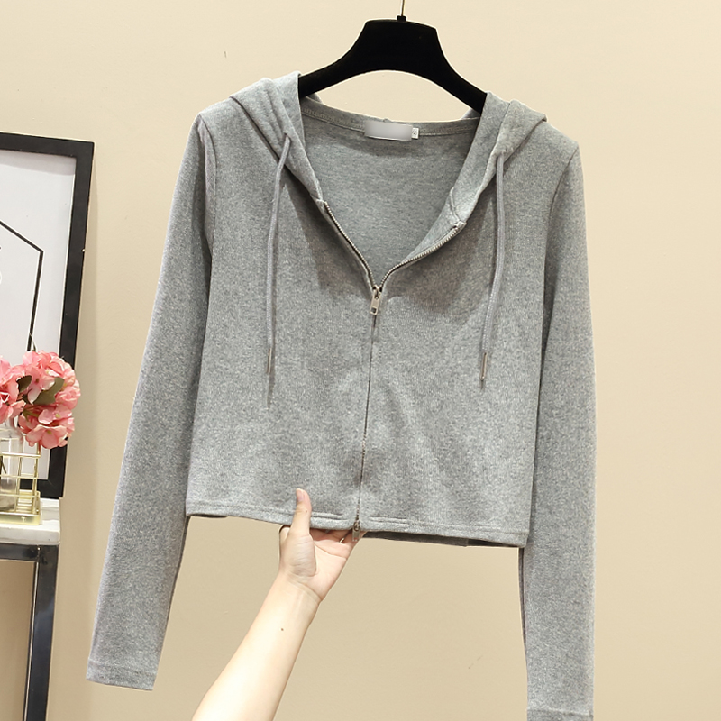 Short hooded cardigan autumn and winter hoodie for women