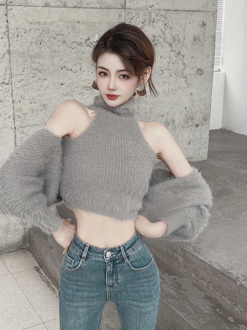 Autumn and winter vest knitted sweater 2pcs set for women