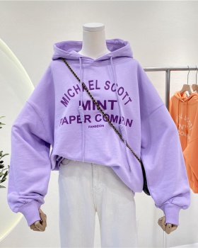 Loose printing hoodie letters Korean style coat for women