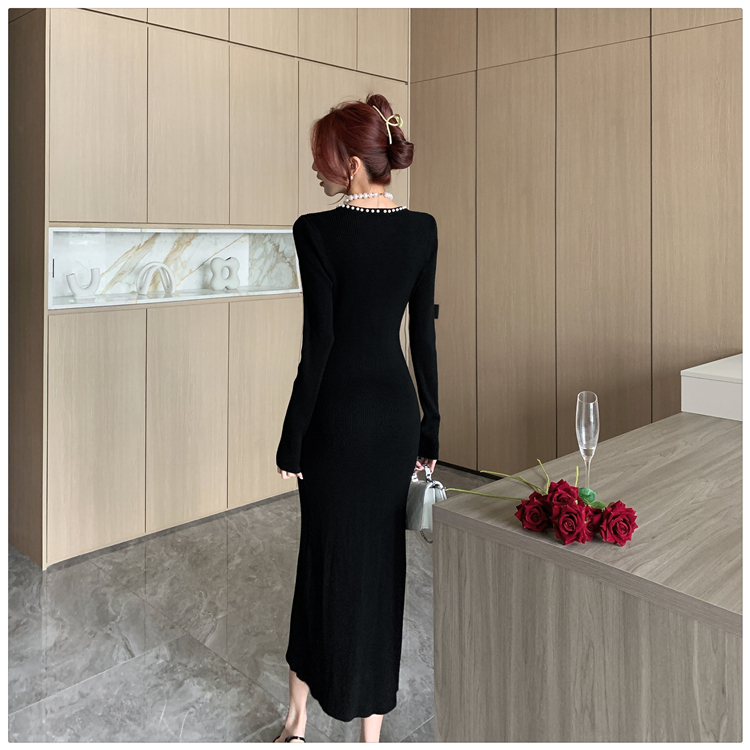 France style retro dress knitted long dress