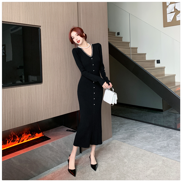 France style retro dress knitted long dress