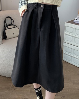 High waist autumn and winter woolen skirt for women