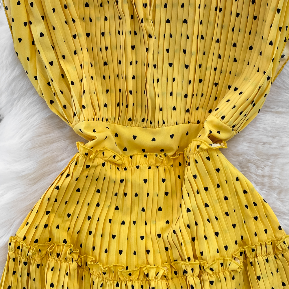 France style polka dot dress slim temperament long dress