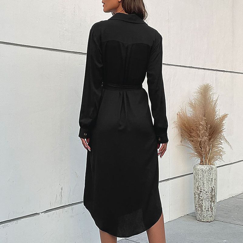 European style fashion dress black lapel shirt for women