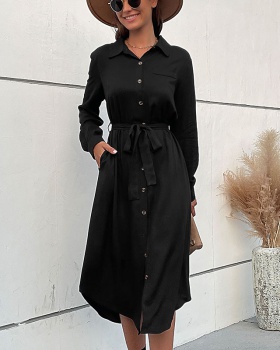 European style fashion dress black lapel shirt for women