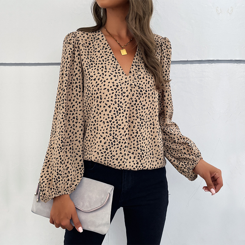 Fashion leopard European style shirt for women