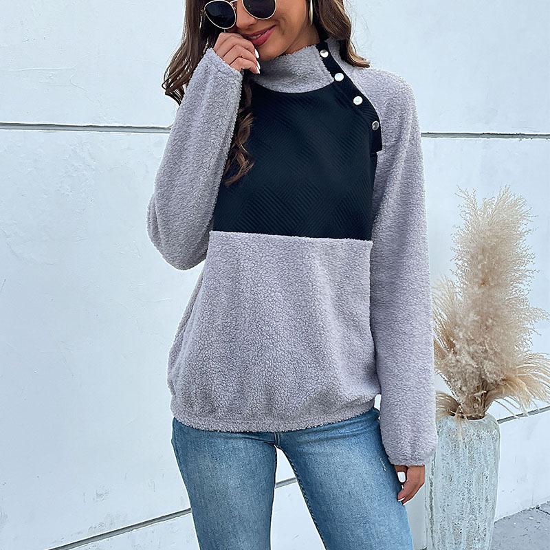 European style long sleeve plus velvet hoodie for women