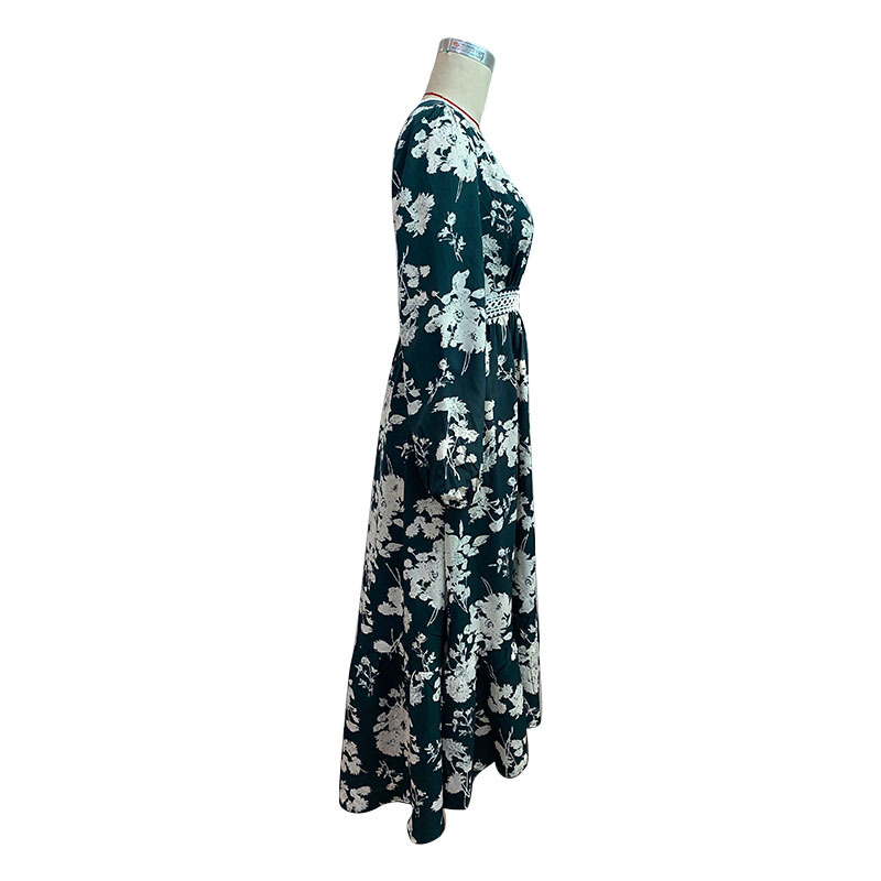 Long sleeve printing irregular dress for women