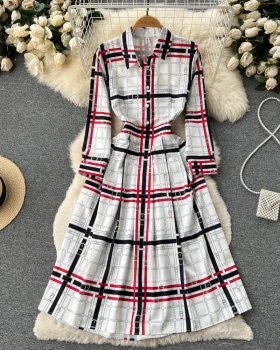 Personality printing spring fashion all-match pinched waist dress