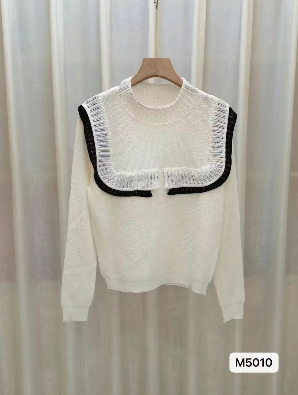 Loose mixed colors sweater lace long sleeve tops for women