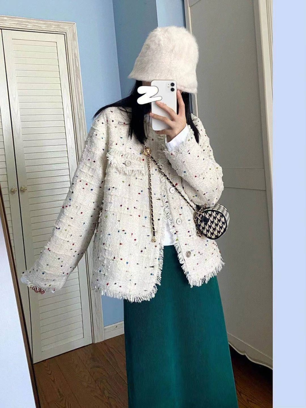 Short lined colors tops polka dot loose coat for women