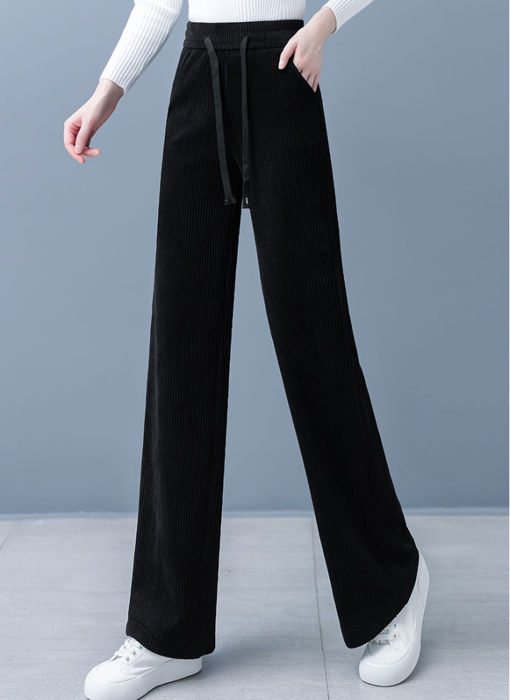 Thermal wide leg pants straight long pants for women
