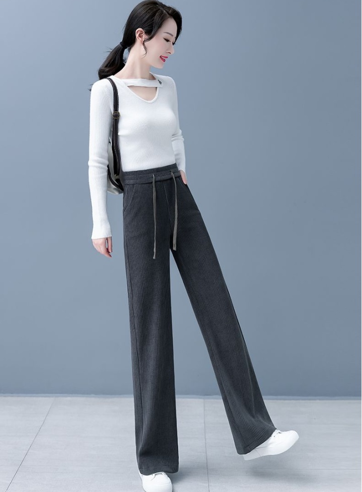 Thermal wide leg pants straight long pants for women