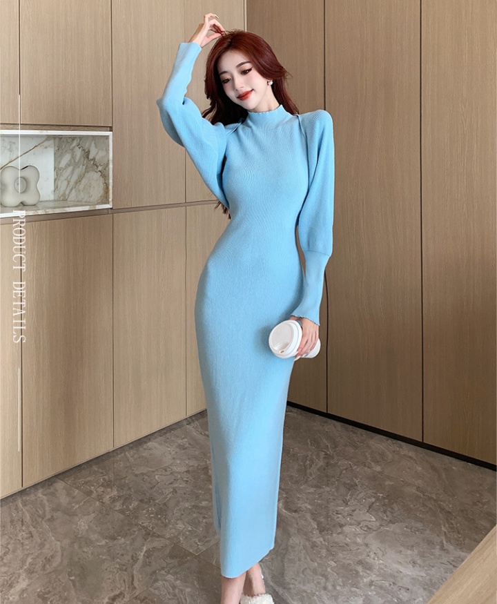 Elegant lazy coat knitted pure dress 2pcs set for women