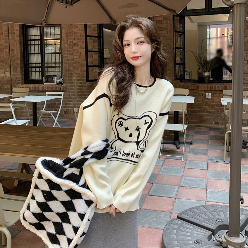 Pullover long sleeve tops cubs round neck hoodie for women