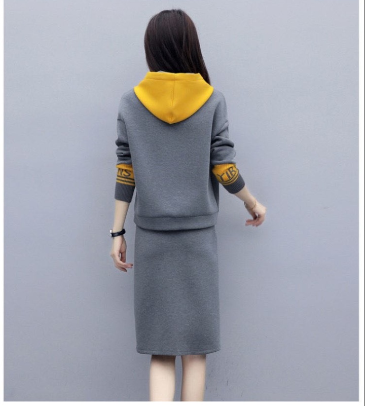 Slim autumn hoodie fashion Western style skirt 2pcs set