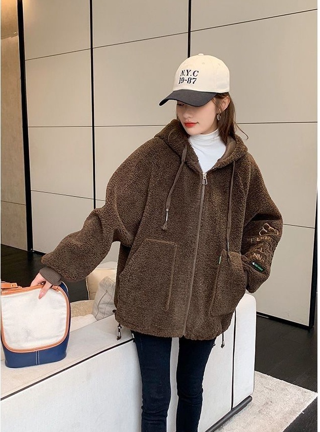 Thick embroidery letters autumn and winter coat for women