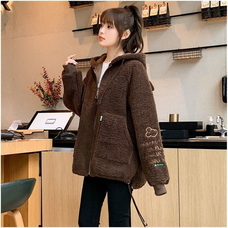 Thick embroidery letters autumn and winter coat for women