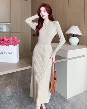 Winter France style sweater bottoming knitted dress