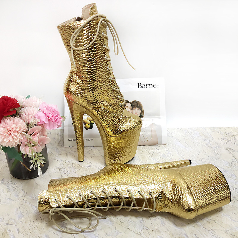Large yard high-heeled shoes gold short boots