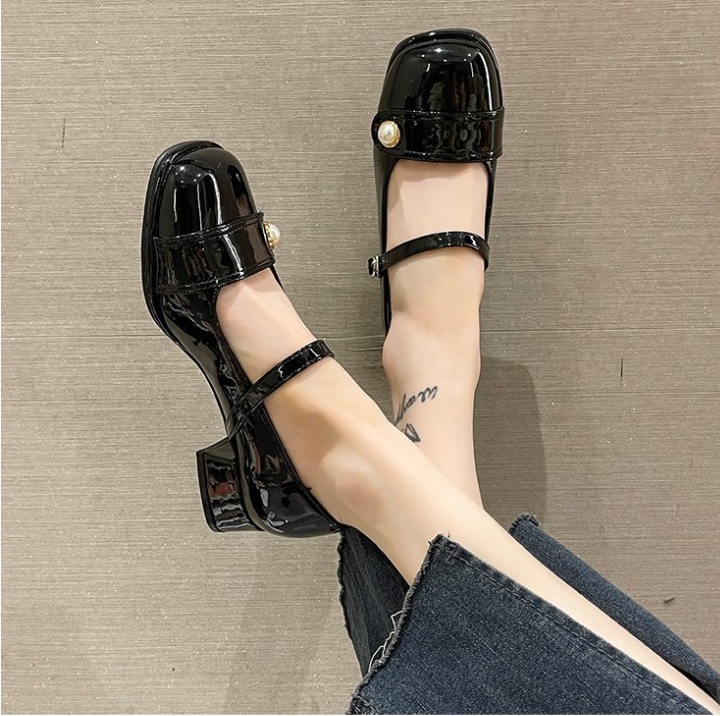 College style Korean style square head shoes for women