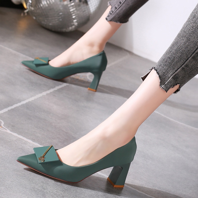 Spring and autumn high-heeled shoes middle-heel shoes