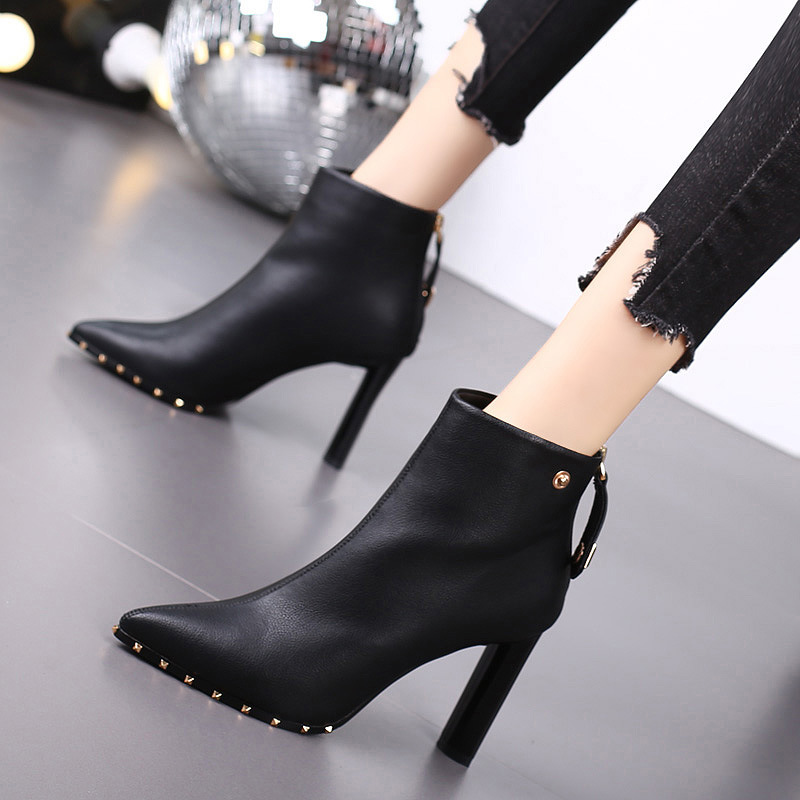 Plus velvet high-heeled shoes martin boots for women