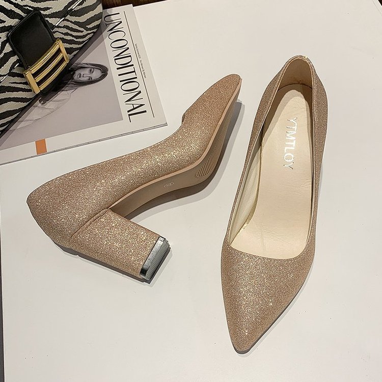 Low fashion shoes thick high-heeled shoes for women