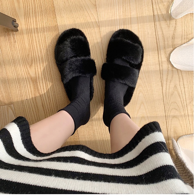 Wears outside autumn and winter elmo thick flat slippers