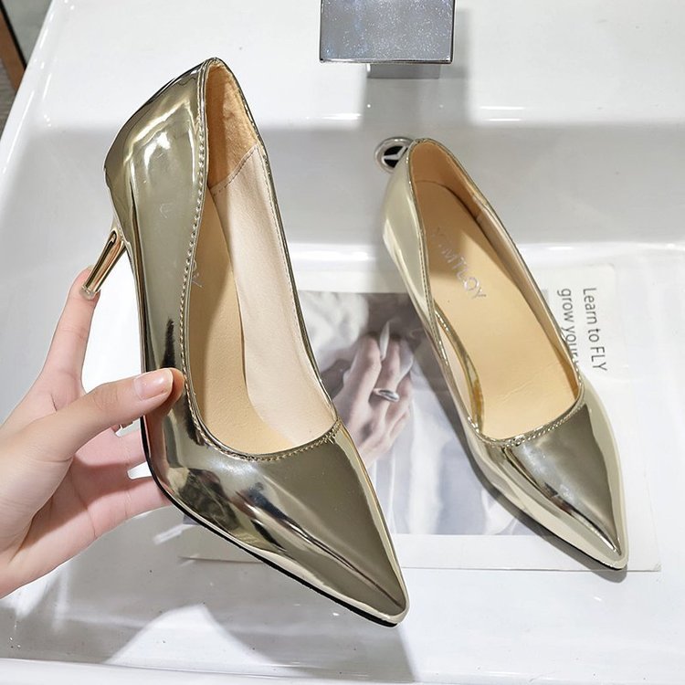 Fine-root autumn high-heeled shoes pointed European style shoes