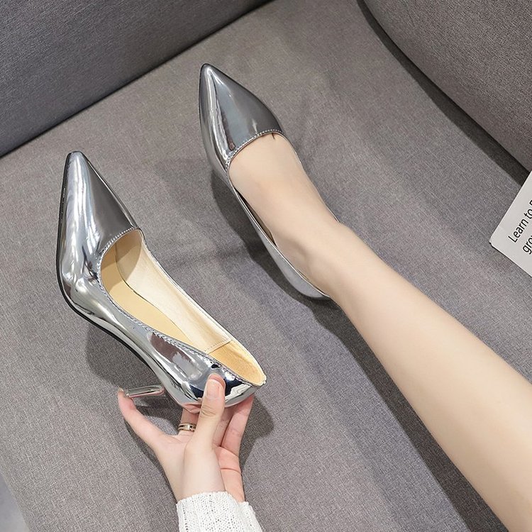 Fine-root autumn high-heeled shoes pointed European style shoes