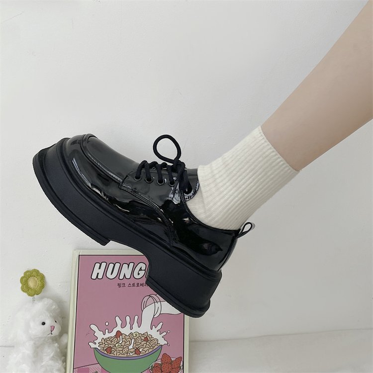 Patent leather shoes small leather shoes for women