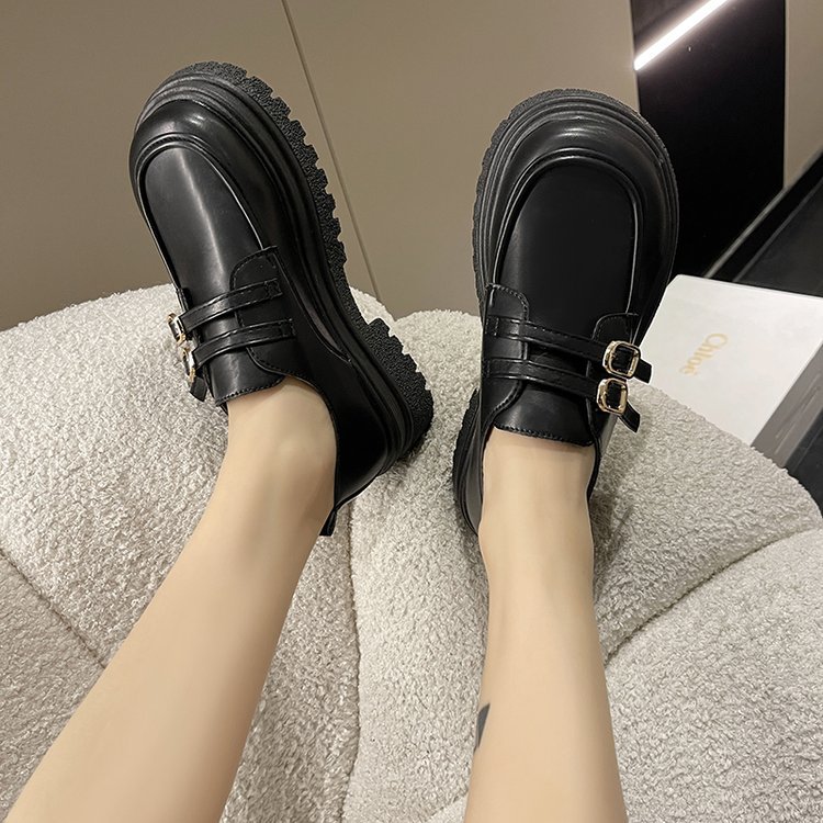 Student leather shoes thick crust shoes for women