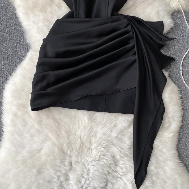 Sexy wrapped chest evening dress crimp dress for women