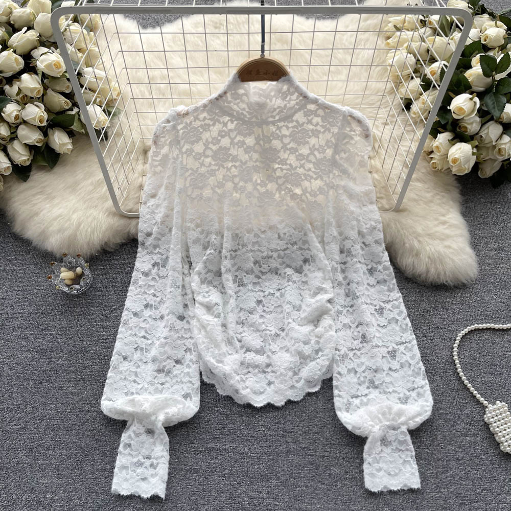 Lace tops Korean style shirts for women