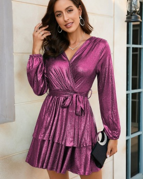 Sexy European style formal dress V-neck party dress for women