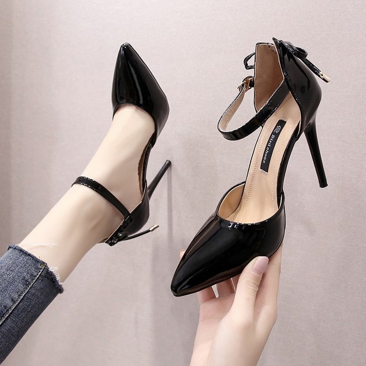 High-heeled fine-root pointed spring and autumn sandals