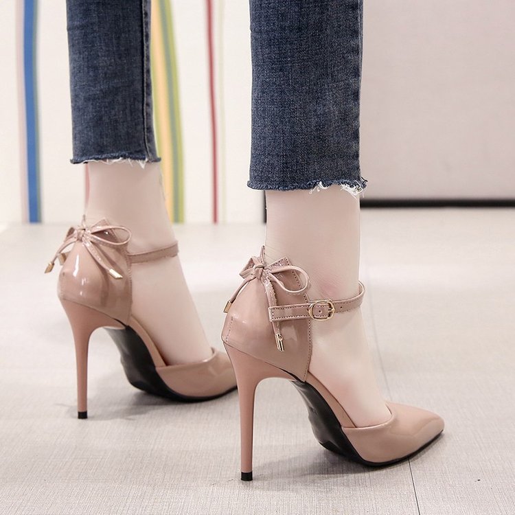 High-heeled fine-root pointed spring and autumn sandals